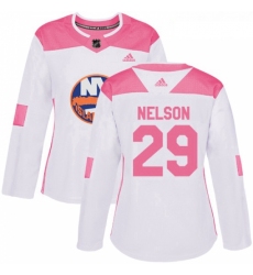 Womens Adidas New York Islanders 29 Brock Nelson Authentic WhitePink Fashion NHL Jersey 