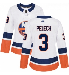 Womens Adidas New York Islanders 3 Adam Pelech Authentic White Away NHL Jersey 