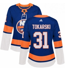 Womens Adidas New York Islanders 31 Dustin Tokarski Premier Royal Blue Home NHL Jersey 