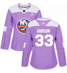 Womens Adidas New York Islanders 33 Christopher Gibson Authentic Purple Fights Cancer Practice NHL Jersey 