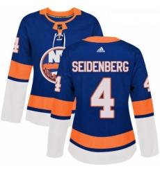 Womens Adidas New York Islanders 4 Dennis Seidenberg Authentic Royal Blue Home NHL Jersey 