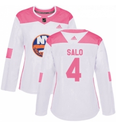 Womens Adidas New York Islanders 4 Robin Salo Authentic WhitePink Fashion NHL Jersey 