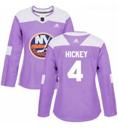 Womens Adidas New York Islanders 4 Thomas Hickey Authentic Purple Fights Cancer Practice NHL Jersey 