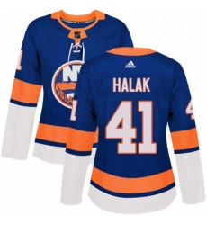 Womens Adidas New York Islanders 41 Jaroslav Halak Authentic Royal Blue Home NHL Jersey 