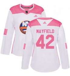 Womens Adidas New York Islanders 42 Scott Mayfield Authentic WhitePink Fashion NHL Jersey 