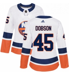 Womens Adidas New York Islanders 45 Noah Dobson Authentic White Away NHL Jersey 