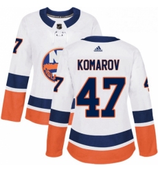 Womens Adidas New York Islanders 47 Leo Komarov Authentic White Away NHL Jersey 
