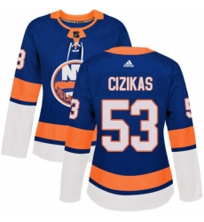 Womens Adidas New York Islanders 53 Casey Cizikas Authentic Royal Blue Home NHL Jersey 