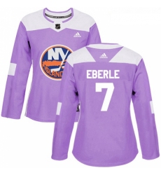 Womens Adidas New York Islanders 7 Jordan Eberle Authentic Purple Fights Cancer Practice NHL Jersey 
