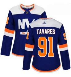 Womens Adidas New York Islanders 91 John Tavares Premier Blue Alternate NHL Jersey 