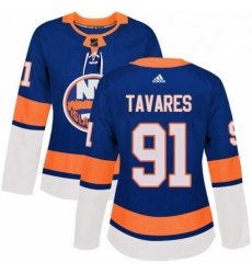 Womens Adidas New York Islanders 91 John Tavares Premier Royal Blue Home NHL Jersey 
