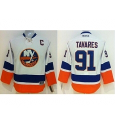 Kids New York Islanders 91 John Tavares White Stitched NHL Jersey
