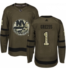 Youth Adidas New York Islanders 1 Thomas Greiss Authentic Green Salute to Service NHL Jersey 