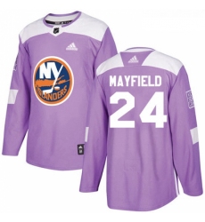 Youth Adidas New York Islanders 24 Scott Mayfield Authentic Purple Fights Cancer Practice NHL Jersey 