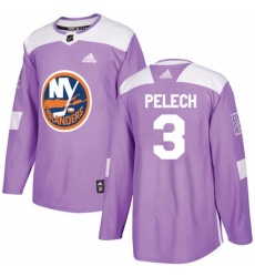 Youth Adidas New York Islanders 3 Adam Pelech Authentic Purple Fights Cancer Practice NHL Jersey 