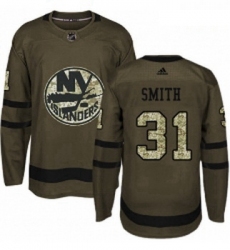 Youth Adidas New York Islanders 31 Billy Smith Authentic Green Salute to Service NHL Jersey 