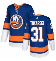Youth Adidas New York Islanders 31 Dustin Tokarski Premier Royal Blue Home NHL Jersey 