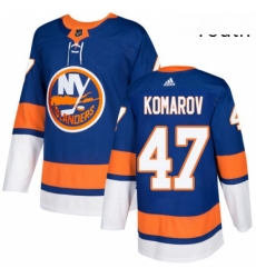 Youth Adidas New York Islanders 47 Leo Komarov Premier Royal Blue Home NHL Jersey 