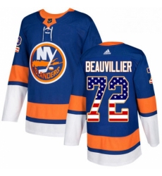 Youth Adidas New York Islanders 72 Anthony Beauvillier Authentic Royal Blue USA Flag Fashion NHL Jersey 