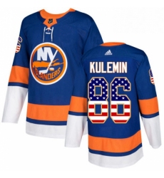 Youth Adidas New York Islanders 86 Nikolay Kulemin Authentic Royal Blue USA Flag Fashion NHL Jersey 