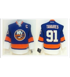 Youth NHL New York Islanders #91 John Tavares Light Blue Jersey
