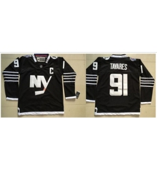 youth New York Islanders #91 John Tavares Black Alternate Stitched NHL Jersey