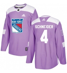 Braden Schneider New York Rangers Men Adidas Authentic Purple Fights Cancer Practice Jersey