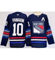 Men New York Rangers 10 Artemi Panarin Navy 2024 25 Stitched Jersey