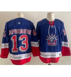 Men New York Rangers 13 Alexis Lafreniere Light Blue 2021 Retro Stitched NHL Jersey