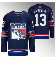 Men New York Rangers 13 Alexis Lafreniere Navy Stitched Jersey