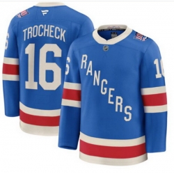 Men New York Rangers 16 Vincent Trocheck Blue Centennial Stitched Hockey Jersey