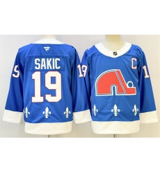 Men New York Rangers 19 Joe Sakic Blue 2025 Stitched With C Patch Hockey Jersey