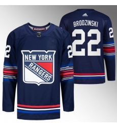 Men New York Rangers 22 Jonny Brodzinski Navy Stitched Jersey