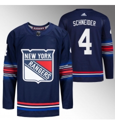 Men New York Rangers 4 Braden Schneider Navy Stitched Jersey