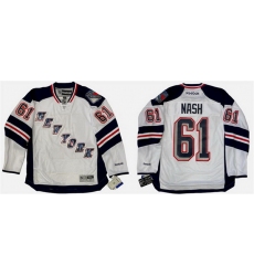 Men New York Rangers 61 Rick Nash 2014 White Stitched Hockey Jersey