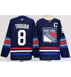 Men New York Rangers 8 Jacob Trouba Navy 2024 25 Stitched Jersey