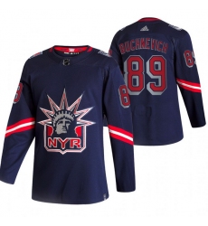 Men New York Rangers 89 Pavel Buchnevich Navy Adidas 2020 21 Reverse Retro Alternate NHL Jersey