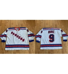 Men New York Rangers 9 Pavel Bure White Stitched Jersey