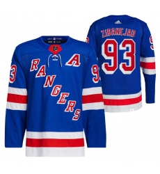 Men New York Rangers 93 Mika Zibanejad Blue Stitched Jersey