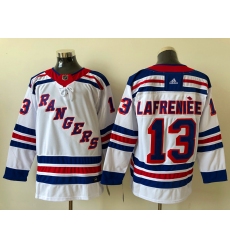 Men New York Rangers Alexis Lafreniere 13 White 2020 21 Reverse Retro Alternate NHL Jersey