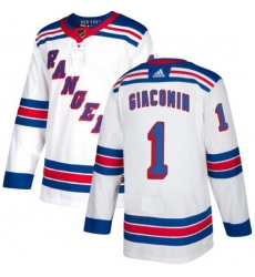 Mens Adidas New York Rangers 1 Eddie Giacomin Premier White Home NHL Jersey