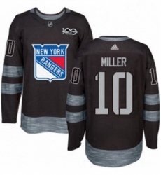 Mens Adidas New York Rangers 10 JT Miller Authentic Black 1917 2017 100th Anniversary NHL Jersey 
