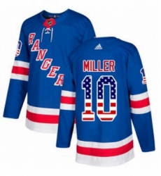 Mens Adidas New York Rangers 10 JT Miller Authentic Royal Blue USA Flag Fashion NHL Jersey 