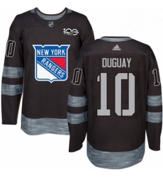 Mens Adidas New York Rangers 10 Ron Duguay Authentic Black 1917 2017 100th Anniversary NHL Jersey 