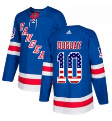 Mens Adidas New York Rangers 10 Ron Duguay Authentic Royal Blue USA Flag Fashion NHL Jersey 