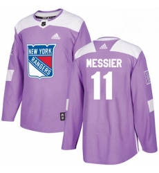 Mens Adidas New York Rangers 11 Mark Messier Authentic Purple Fights Cancer Practice NHL Jersey 