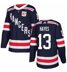 Mens Adidas New York Rangers 13 Kevin Hayes Authentic Navy Blue 2018 Winter Classic NHL Jersey 