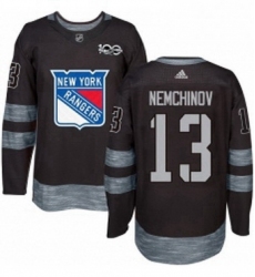 Mens Adidas New York Rangers 13 Sergei Nemchinov Authentic Black 1917 2017 100th Anniversary NHL Jersey 