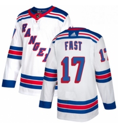 Mens Adidas New York Rangers 17 Jesper Fast Authentic White Away NHL Jersey 