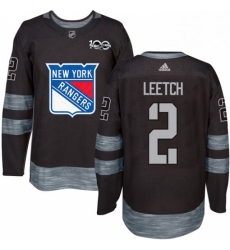 Mens Adidas New York Rangers 2 Brian Leetch Authentic Black 1917 2017 100th Anniversary NHL Jersey 